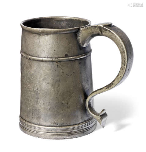 A rare George I pewter tavern pot, quart capacity, circa 1720