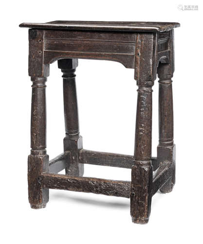 A Charles II oak joint stool, circa 1660