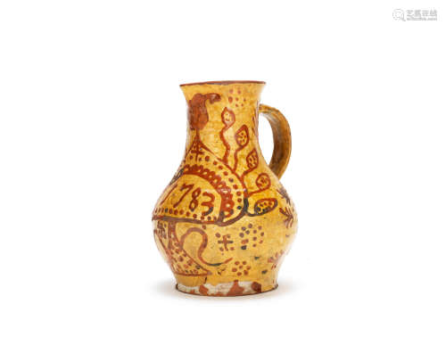 A slipware large jug, dated 1783