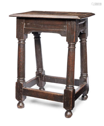 A Charles II oak joint stool, circa 1670