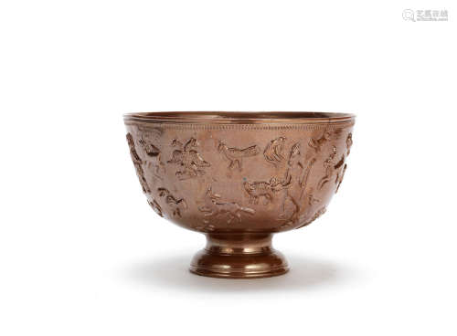 A very unusual Nottingham saltglaze punchbowl, early 18th century