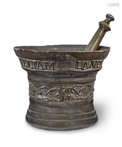 A James I/Charles I leaded bronze mortar, circa 1620 - 30, by William Land II of Houndsditch (fl. 1612-1637)