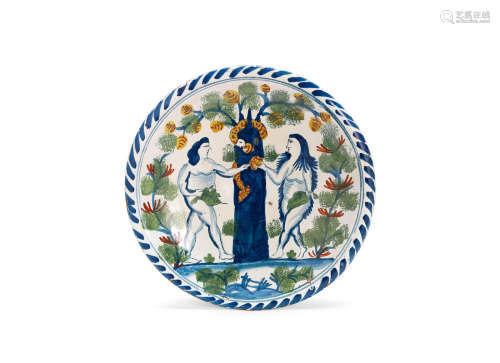 Another Bristol delftware Adam and Eve chrger, circa 1740