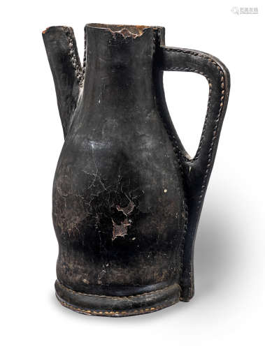 An unusual 18th century spouted leather bombard, English