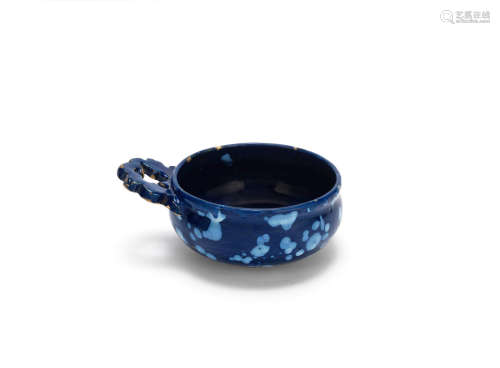 A delftware 'bleu persan' bleeding bowl or porringer, circa 1680-90