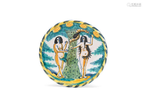 A London delftware Adam and Eve charger, circa 1670