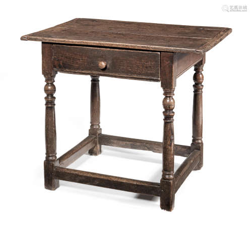 A Charles II joined oak side table, circa 1660