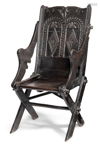 An exceptionally rare Elizabeth I oak so-called Glastonbury armchair, West Country, possibly Somerset, circa 1570-1600