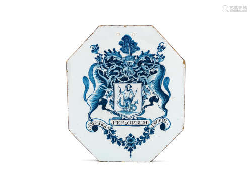 A London delftware pill slab, probably Mortlake, circa 1785