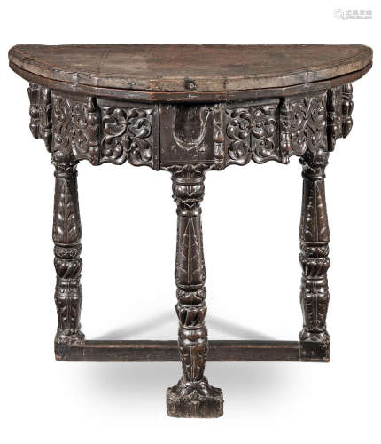 A magnificent joined oak folding-table, circa 1530 - 50