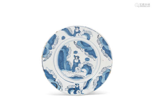 A delftware plate, London or Brislington, circa 1690