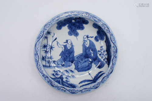 BLUE AND WHITE 'SCHOLARS' DISH