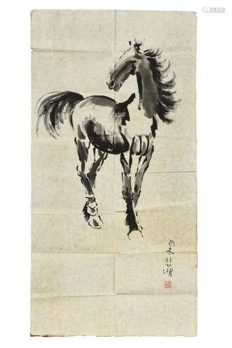 XU BEIHONG: INK ON PAPER PAINTING 'HORSE'