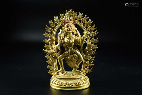 GILT BRONZE CAST BODHISATTVA FIGURE