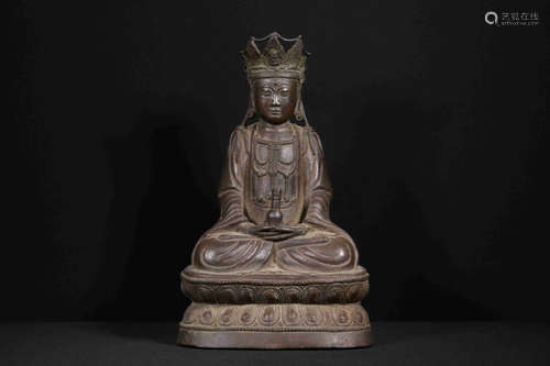 BRONZE CAST GUANYIN SEATED FIGURE