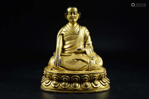 GILT BRONZE CAST 'GURU' SEATED FIGURE