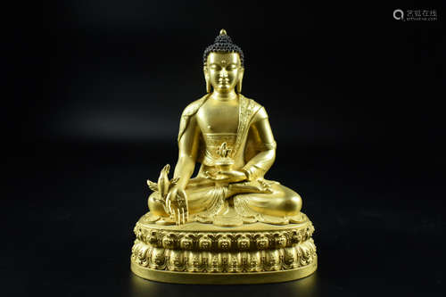 GILT BRONZE CAST BODHISATTVA SEATED FIGURE