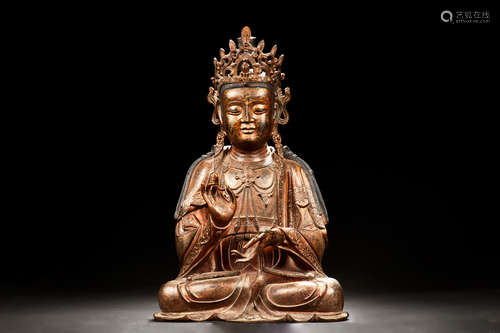 BRONZE CAST BODHISATTVA SEATED FIGURE