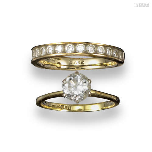 A diamond solitaire ring, the round brilliant-cut diamond weighs approximately 0.70cts, set in