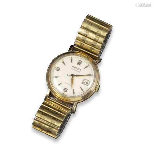 A gold Rolex wristwatch, the circular dial signed 'Rolex Oyster Date' and 'Precision', sweep seconds