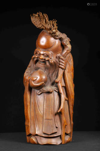 BAMBOO CARVED 'SHOU STAR' FIGURE