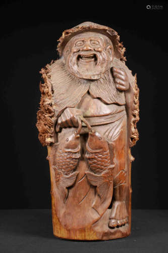 BAMBOO CARVED 'FISHERMAN' FIGURE