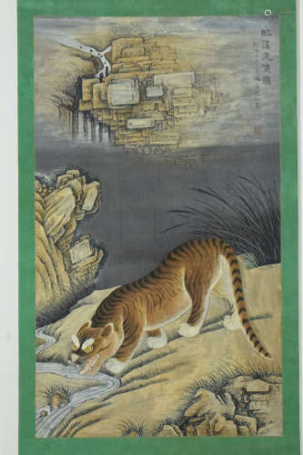 SHEN QUAN: INK AND COLOR ON PAPER PAINTING 'TIGER'