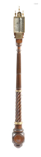 An early 18th century style mahogany and brass mounted stick barometer in the manner of Daniel