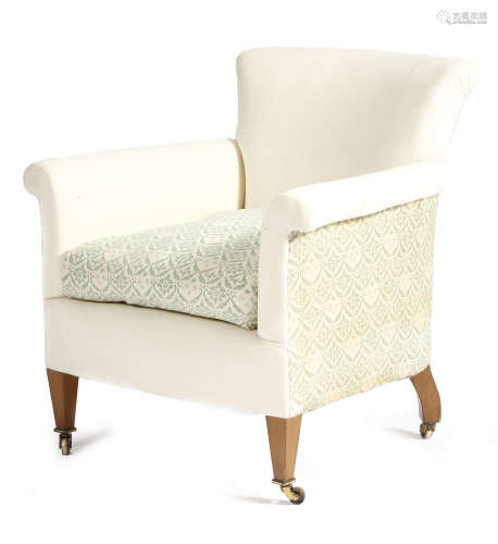 A Lenygon & Morant 'Howard' tub armchair, with part 'H & S' monogrammed ticking, on beechwood