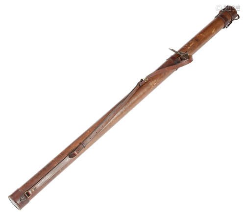 A leather salmon fishing rod case, 184.5cm long.