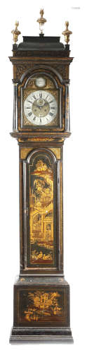 An 18th century black japanned longcase clock by Joseph Grey of Durham, the eight day brass movement