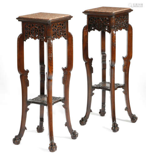 Gabriel Viardot (French 1830-1906). A near pair of French stained beechwood 'Japonais' jardiniere