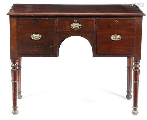 A William IV mahogany side table, the top with a moulded edge, above two deep drawers flanking a