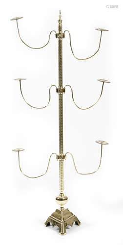 A milliner's brass hat stand by Clements, Newling & Co., with three pairs of adjustable holders,