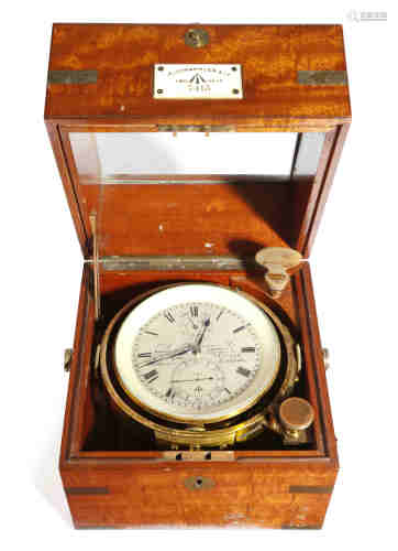 λ AMENDED An early 20th century mahogany cased two day marine chronometer by A. Johannsen & Co.,