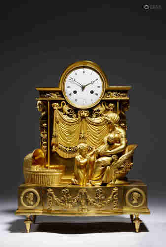 A Restauration ormolu 'Evening Prayer' mantel clock by Griebel of Paris, after a design by Jean-