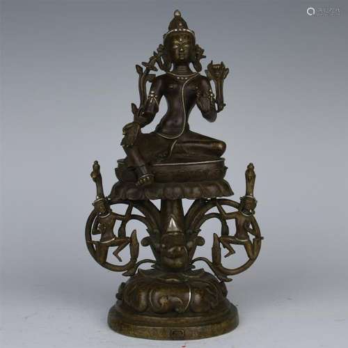 CHINESE BRONZE SEATED GUANYIN