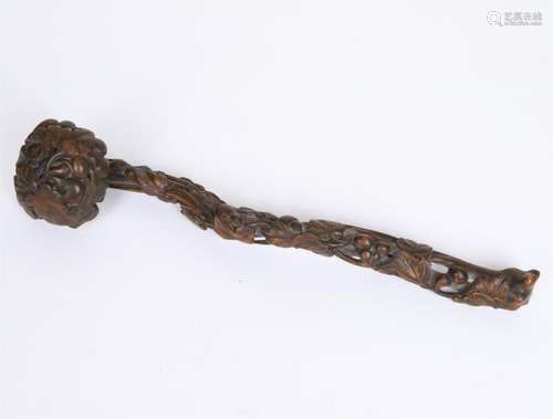 CHINESE AGALWOOD CARVED RUYI SCEPTER