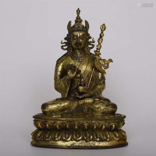 CHINESE GILT BRONZE SEATED BUDDHA