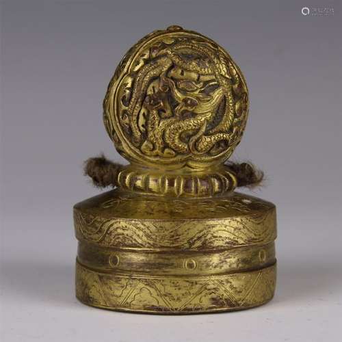 CHINESE GILT BRONZE OFFICIAL SEAL