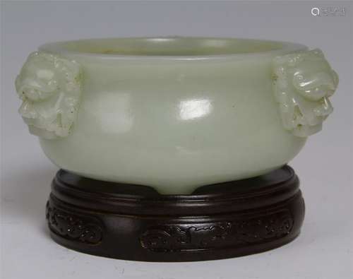 CHINESE JADE BEAST HEAD ROUND CENSER