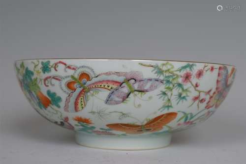 CHINESE PORCELAIN FAMILLE ROSE BUTTERFLY BOWL