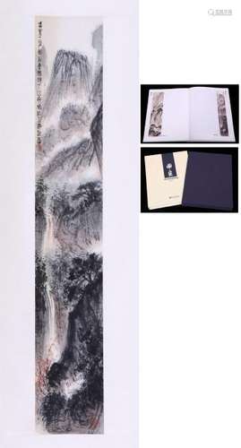 CHINESE SCROLL PAINTING OF MOUNTAIN VIEWS WITH