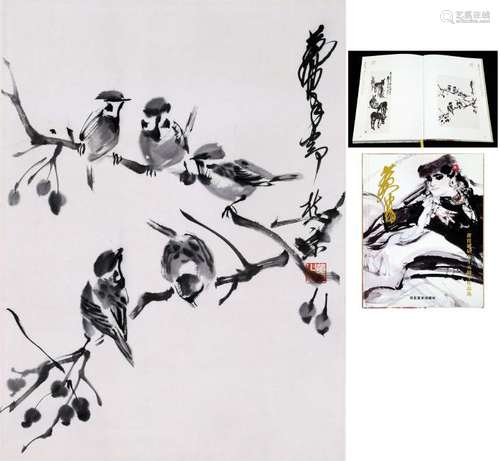 CHINESE SCROLL PAINTING OF BIRDS WITH PUBLICATION