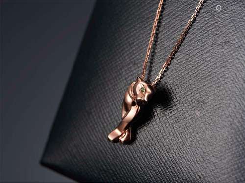 CARTIER 18K ROSE GOLD PANTHERE PENDANT NECKLACE