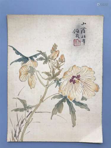 CHINESE SMALL SCROLL PAINTING OF FLOWER