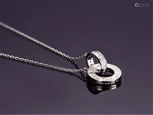 CARTIER 18K WHITE GOLD DIAMOND LOVE CIRCLE NECKLACE