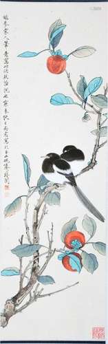 CHINESE SCROLL PAINTING OF BIRD AND FLOWER