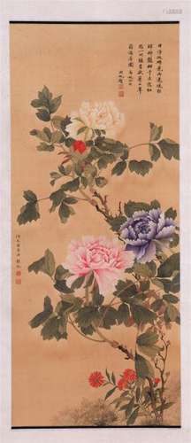 CHINESE SCROLL PAINTING OF FLOWER