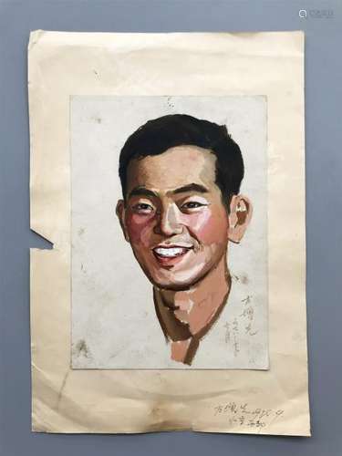 CHINESE WATERCOLOR OF A MAN PORTRAIT